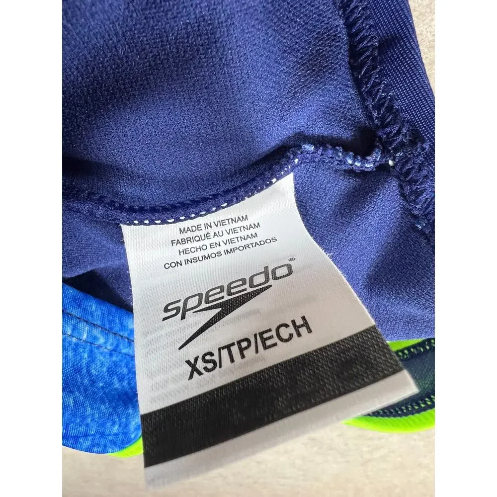 Speedo Girls Racerback One Piece Swimsuit Blue Green XS (5/6)